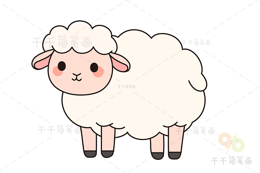 羊简笔画彩色简单图片