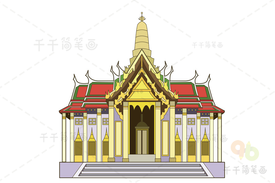 儿童泰国大皇宫简笔画图片