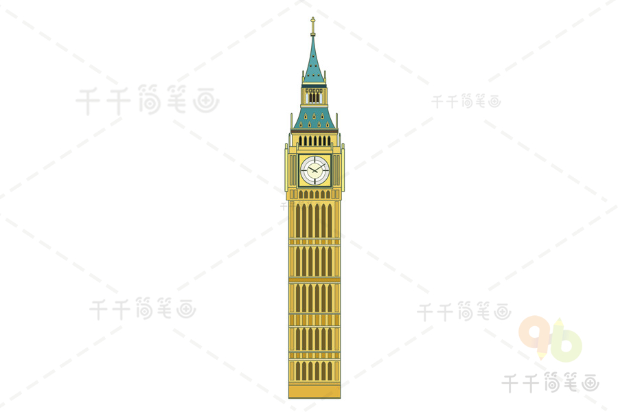 伦敦大本钟怎么画简单图片