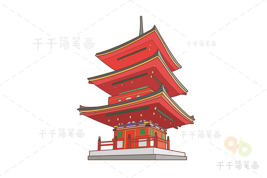 日本代表建筑简笔画图片