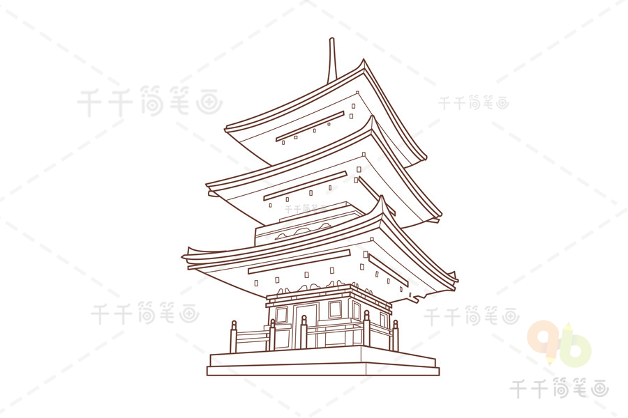 日本代表建筑简笔画图片