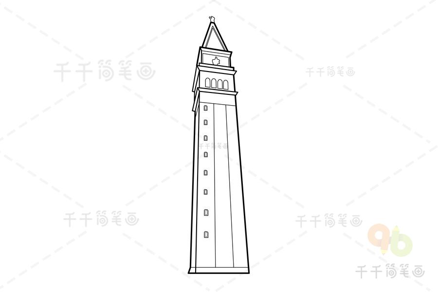 威尼斯钟楼简笔画图片