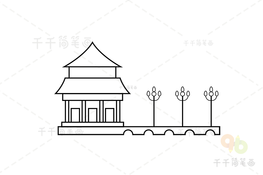青岛地标性建筑简笔画图片