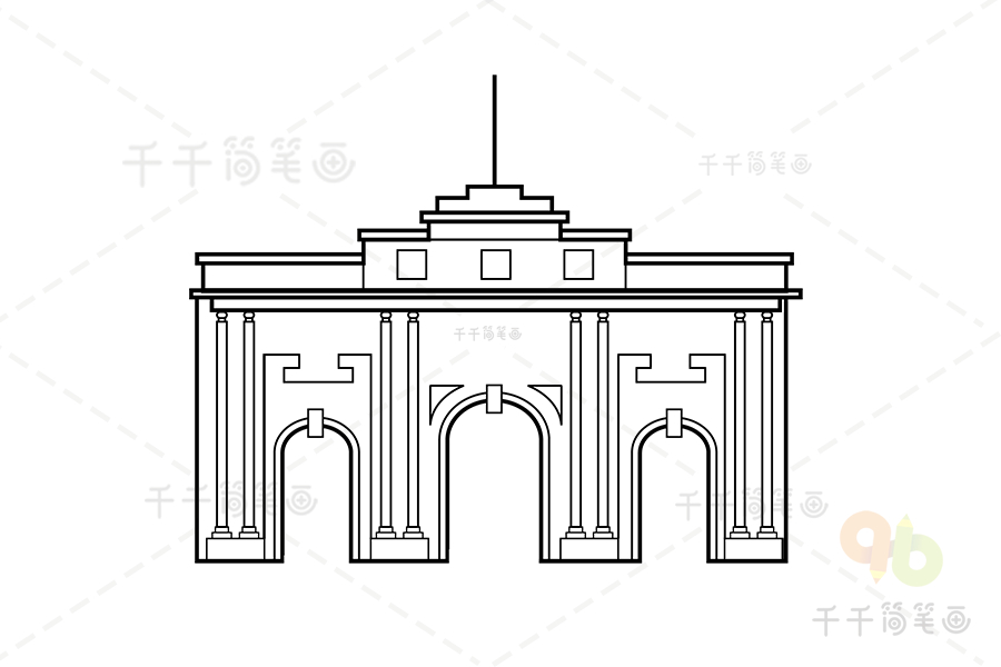 南京标志性建筑简笔画图片