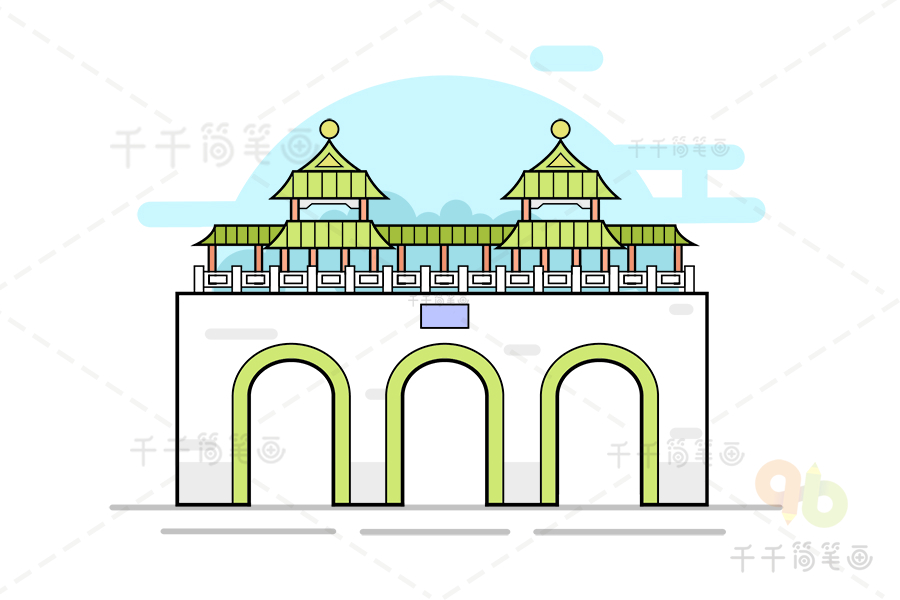 南京玄武门 建筑创意画