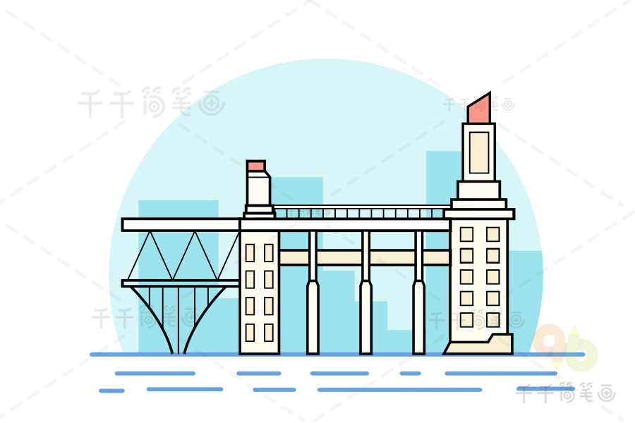 南京长江大桥 建筑创意画