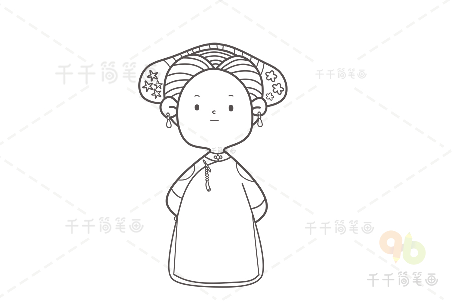 清朝女子图片古风手绘