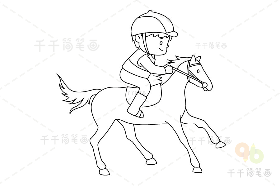 骑马的人物简笔画图片