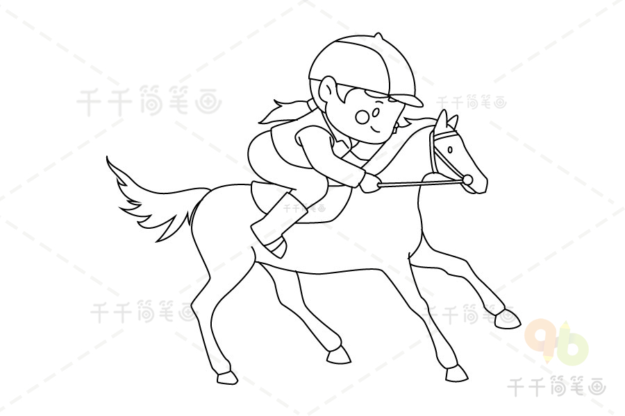 骑马简笔画草原图片