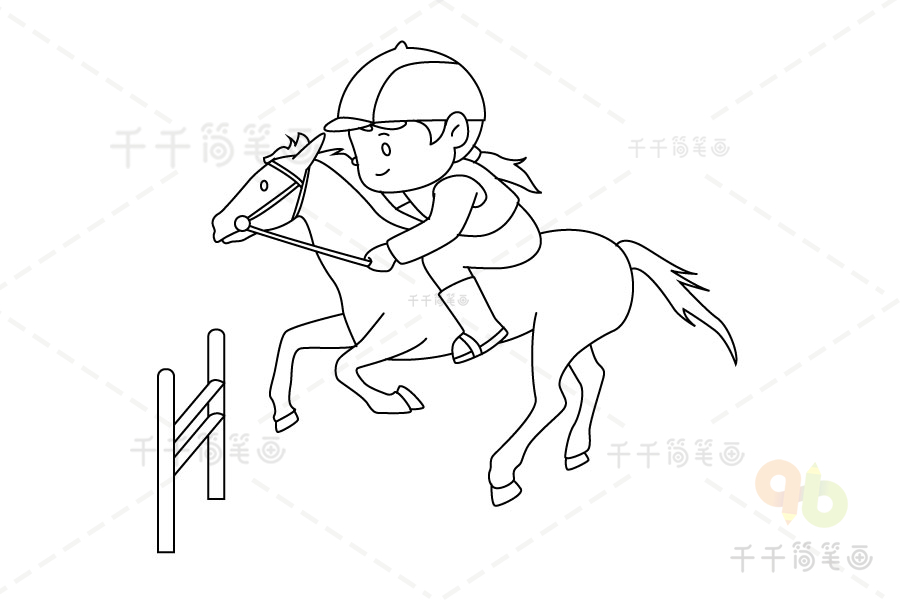 骑马的人简笔画简单图片