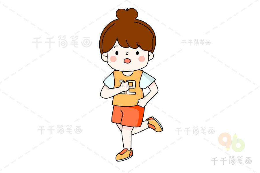 跑步女孩简笔画可爱图片