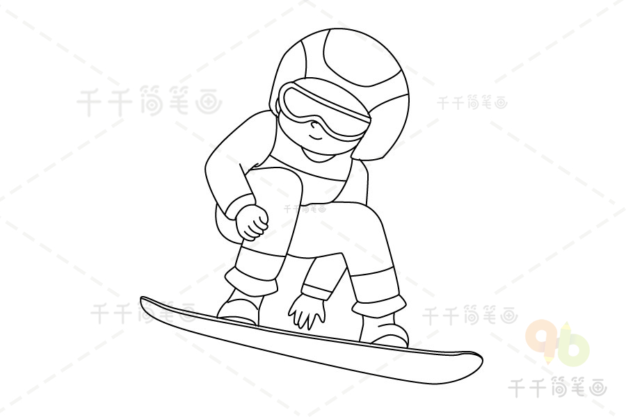 奥运会单板滑雪简笔画图片
