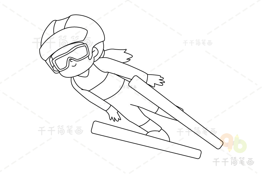 2022冬奥会滑雪简笔画图片