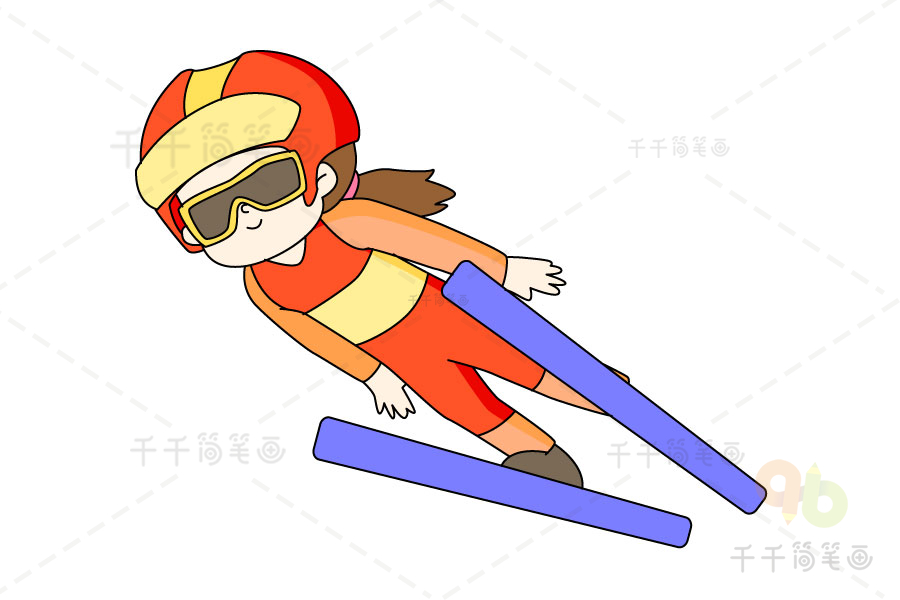 跳台滑雪小人简笔画图片