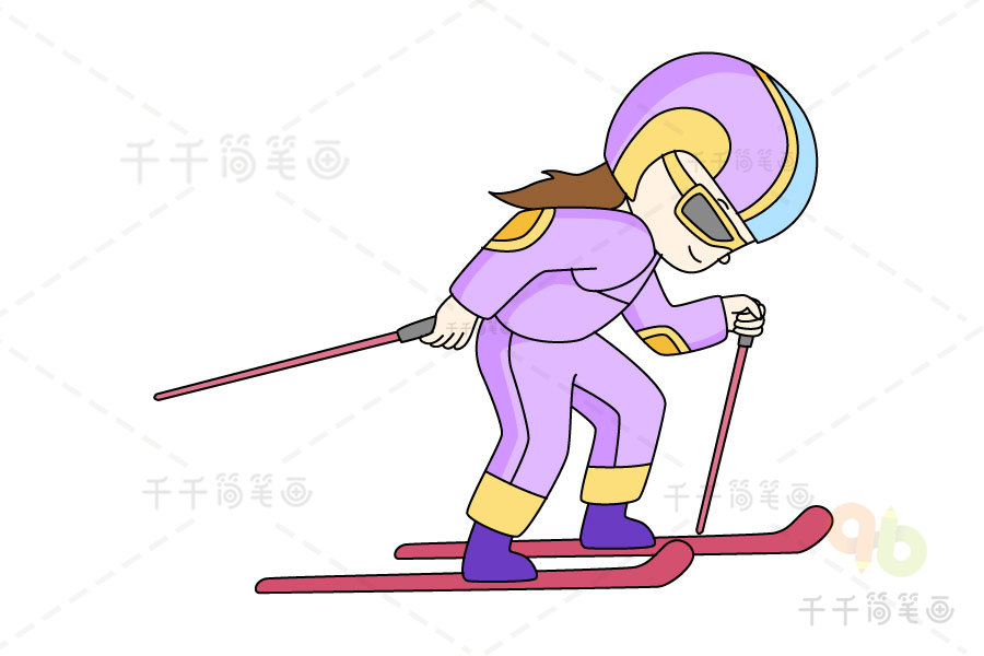 越野滑雪绘画图片
