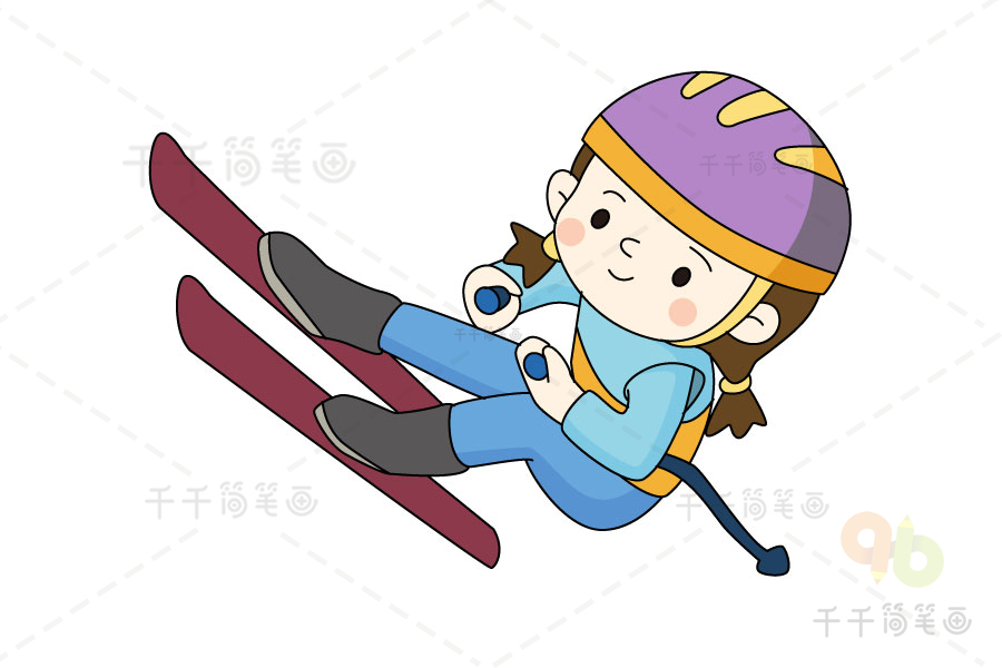 高山滑雪简笔画儿童图片