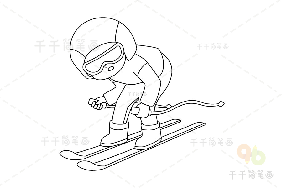 滑雪雪山简笔画图片