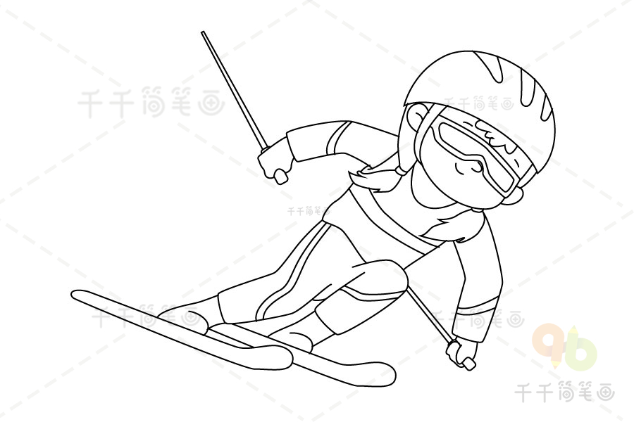高山滑雪简笔图片