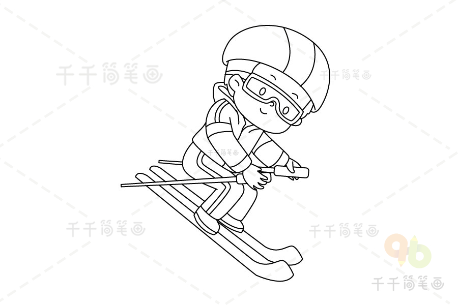 滑雪简笔画自由式图片