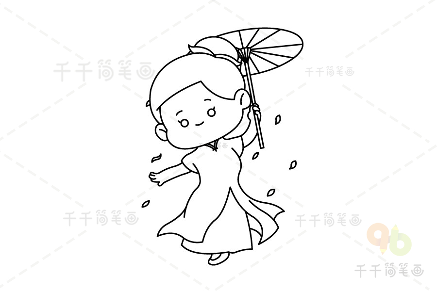 中国舞女孩简笔画图片