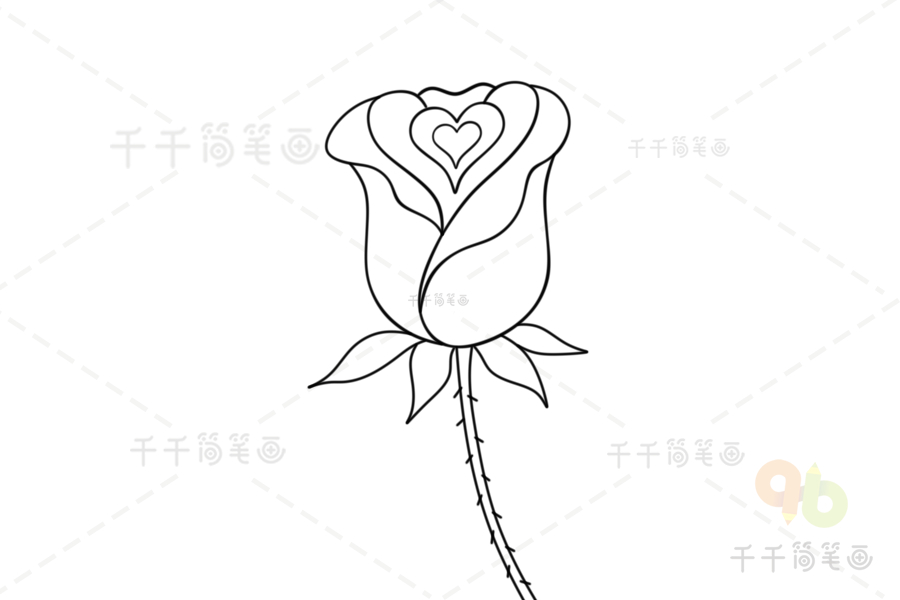 关于玫瑰花的简笔画图片