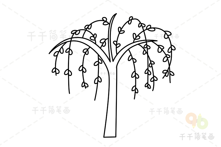 杨柳树简笔画漂亮图片