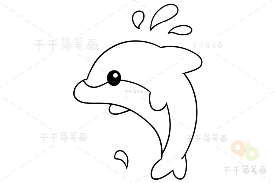 海豚游泳简笔画图片
