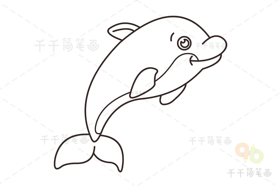 海豚简笔画步骤图片