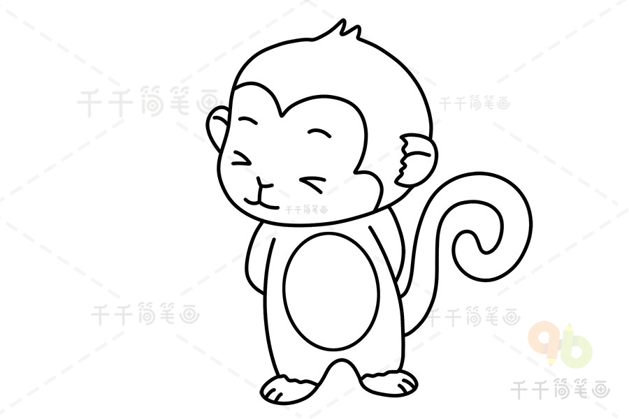 可爱小猴子简笔画画法图片