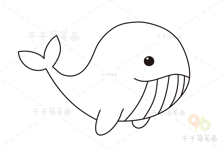 鲸鱼简笔画画法可爱