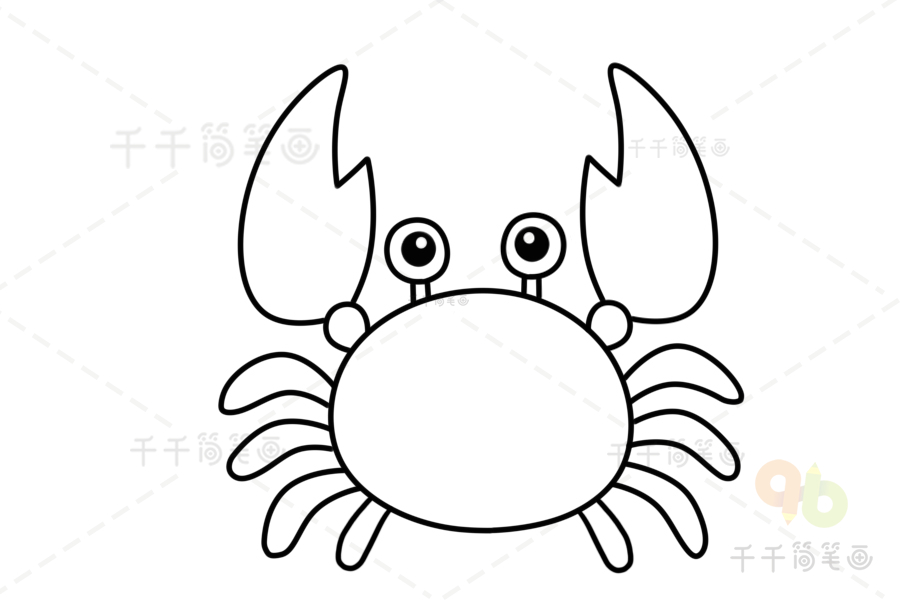 张牙舞爪的螃蟹简笔画图片