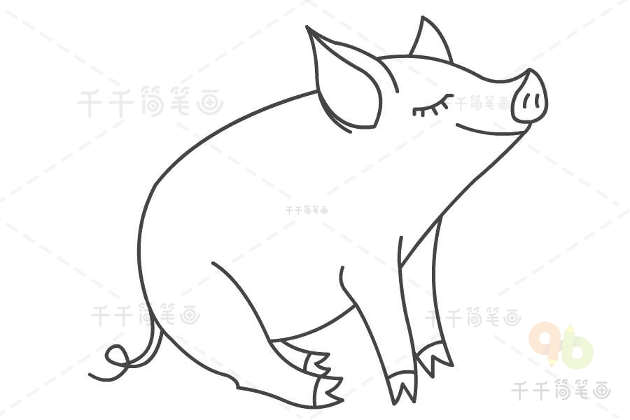 卡通儿童简笔画小猪