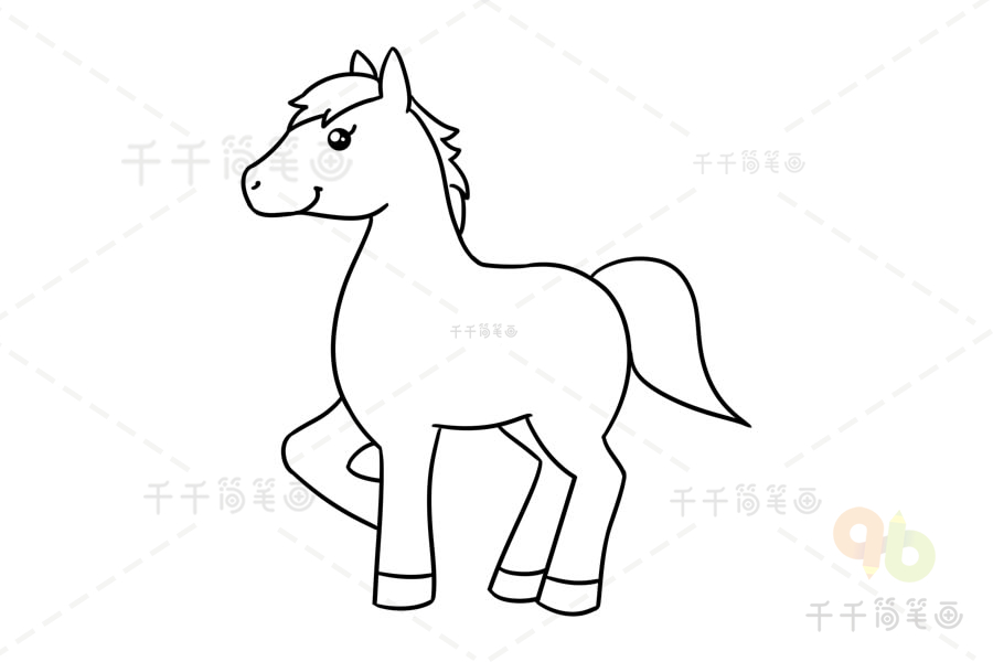 一匹马的简笔画图片