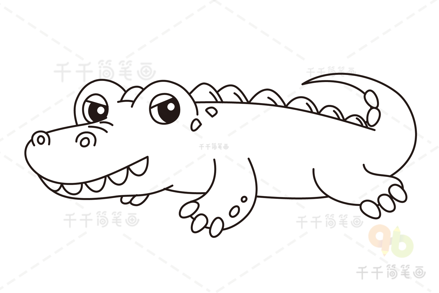 趣味简笔画鳄鱼怎么画步骤图💛巧艺网