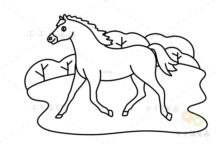 奔跑的马怎么画一匹图片