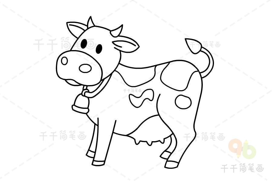 卡通奶牛简笔画画法