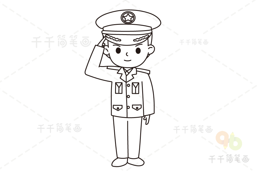 中国士兵简笔画军人图片