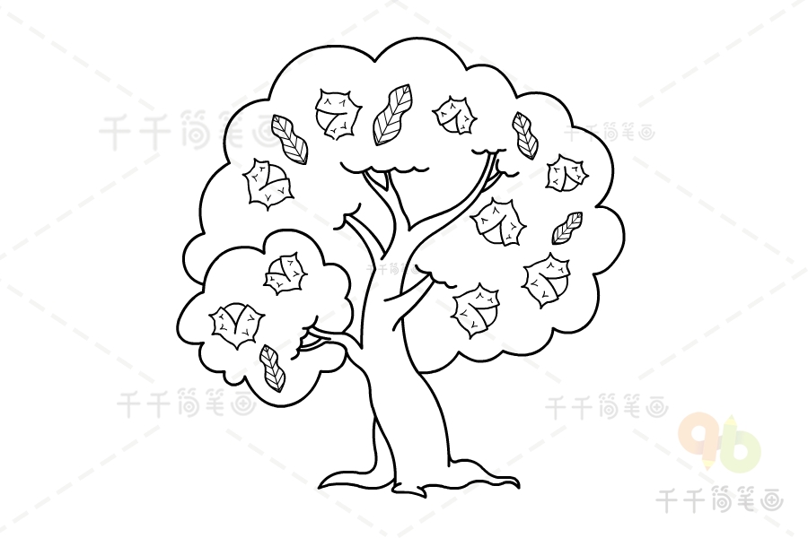 植物栗子树简笔画