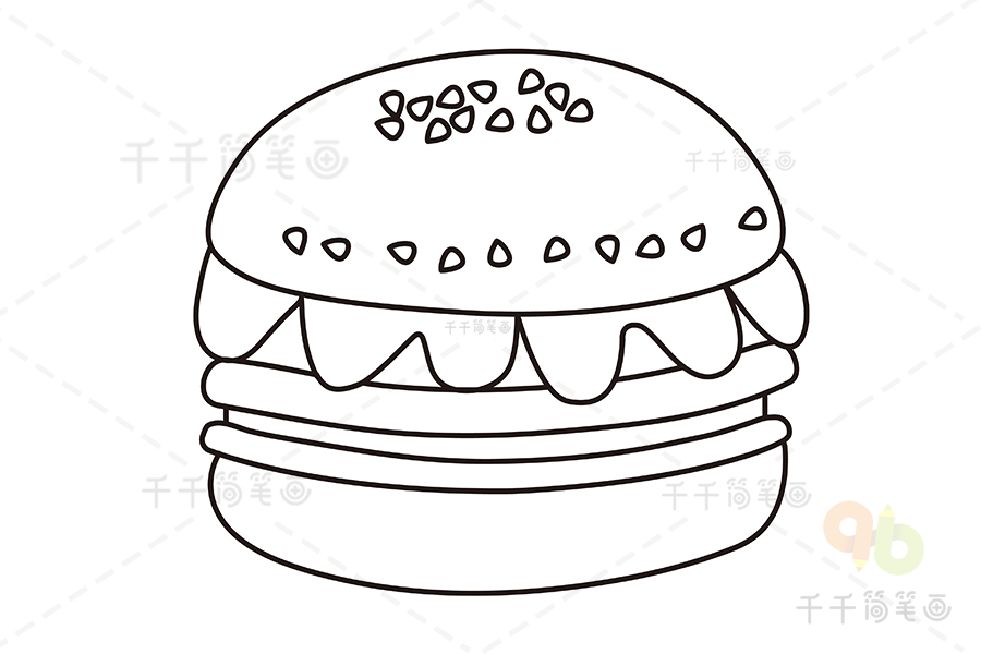 画汉堡包的简笔画图片