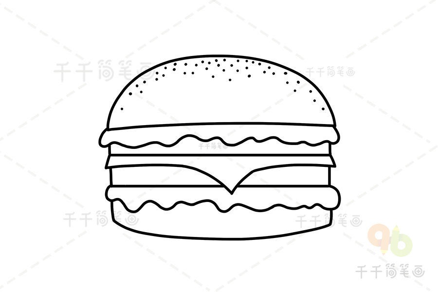 如何画汉堡包简笔画图片