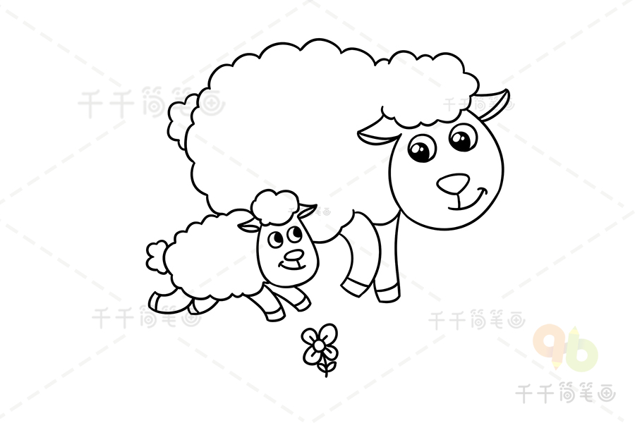 绵羊卡通简笔画画法图片