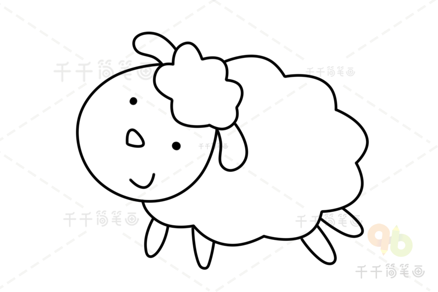 儿童画可爱绵羊简笔画