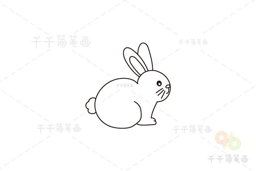 趴着的可爱小白兔简笔画图片