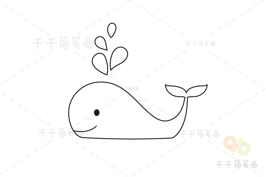 鲸鱼怎么画简单又可爱鲸鱼简笔画步骤图解教程
