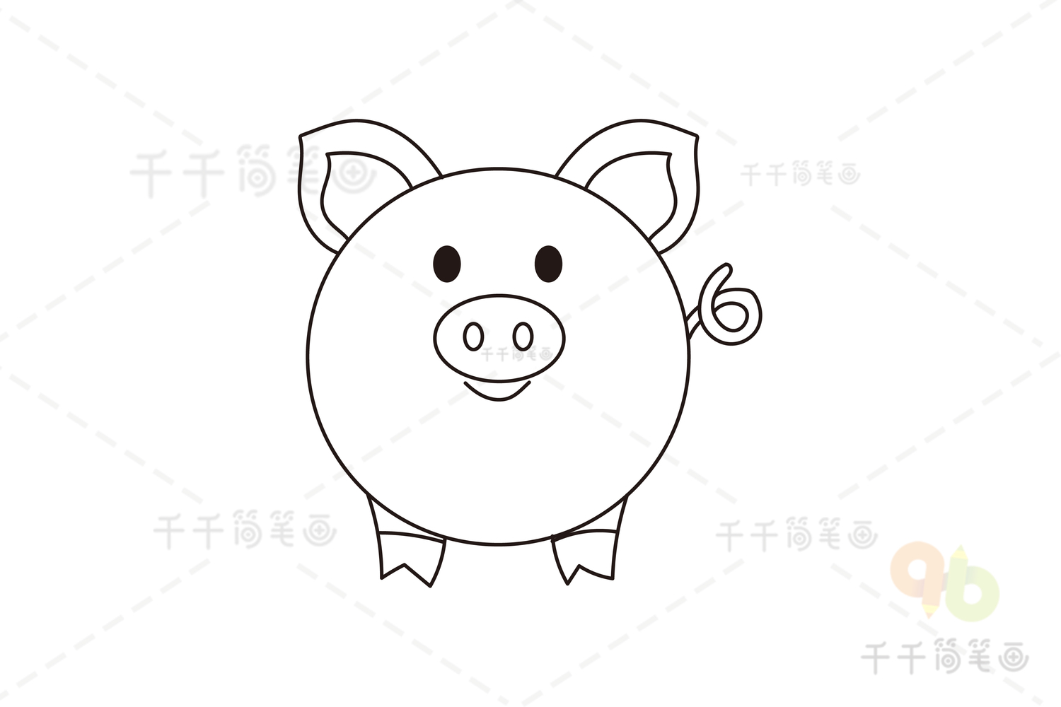可爱的猪猪简笔画步骤图_猪简笔画