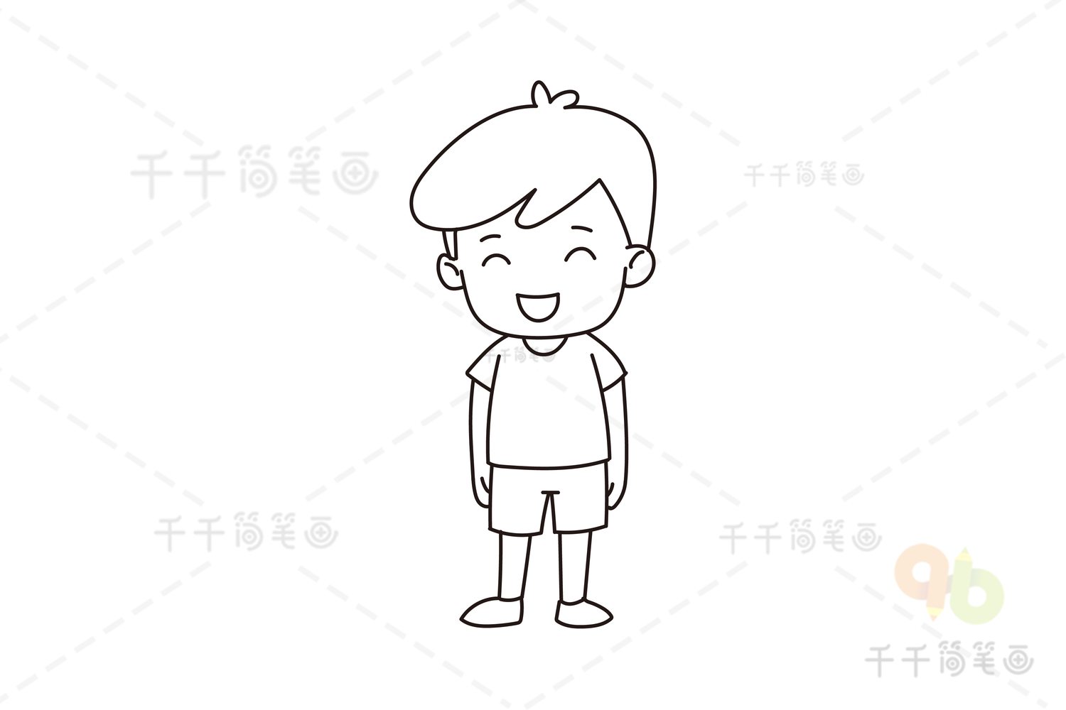 小男孩簡筆畫教程圖背景圖案素材，桌布圖片免費下載 -zh.lovepik.com