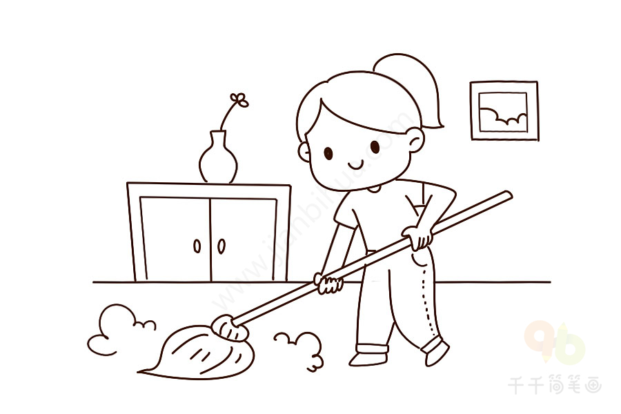 小朋友的一天之做家务简笔画