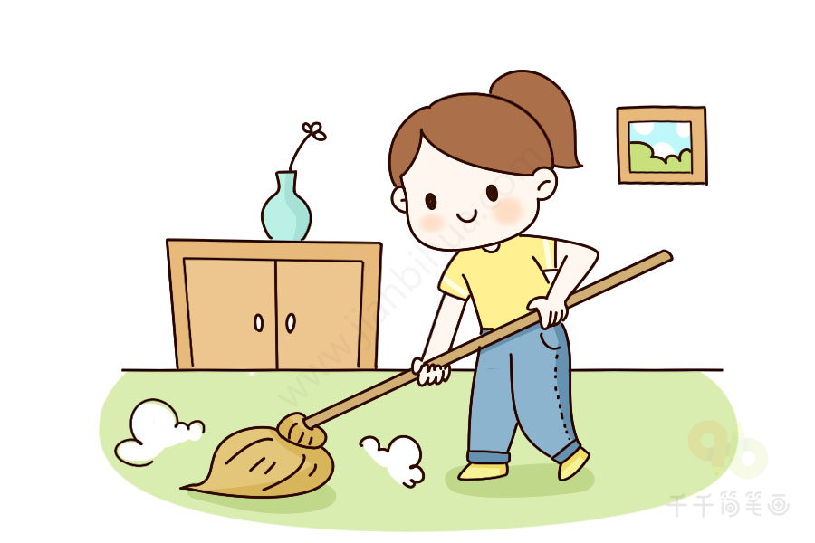 小朋友的一天之做家务简笔画